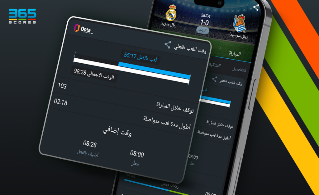 خاصية وقت اللعب الفعلي عبر 365Scores