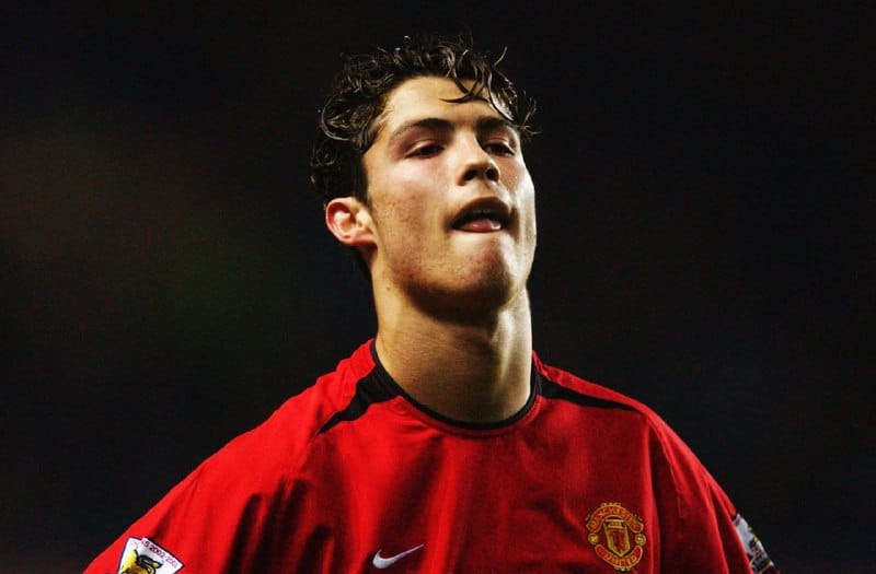 Cristiano Ronaldo en sus inicios con el Manchester United.