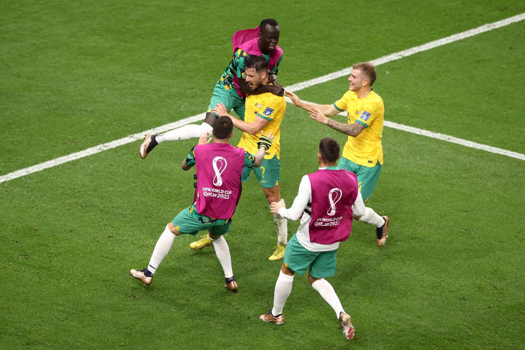 Australia, uno de los equipos revelación, celebrando un gol. Fotografía: Robert Cianflone/Getty Images