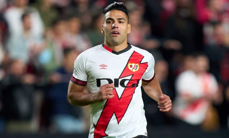 Radamel Falcao en su etapa final en el fútbol español con Rayo Vallecano