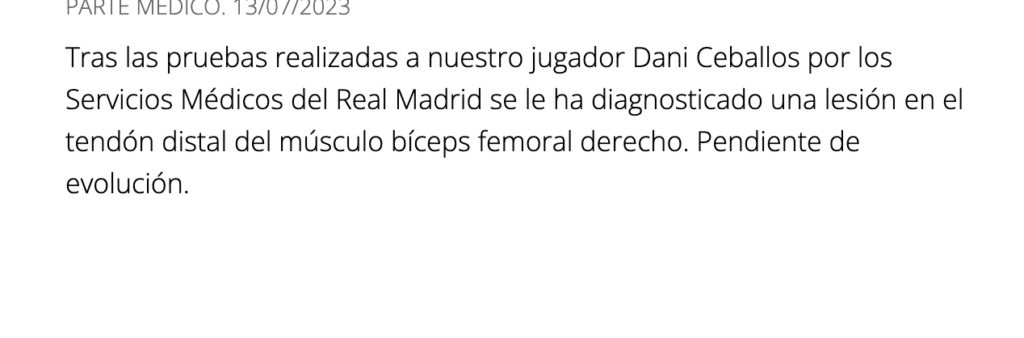 El parte médico oficial de Dani Ceballos