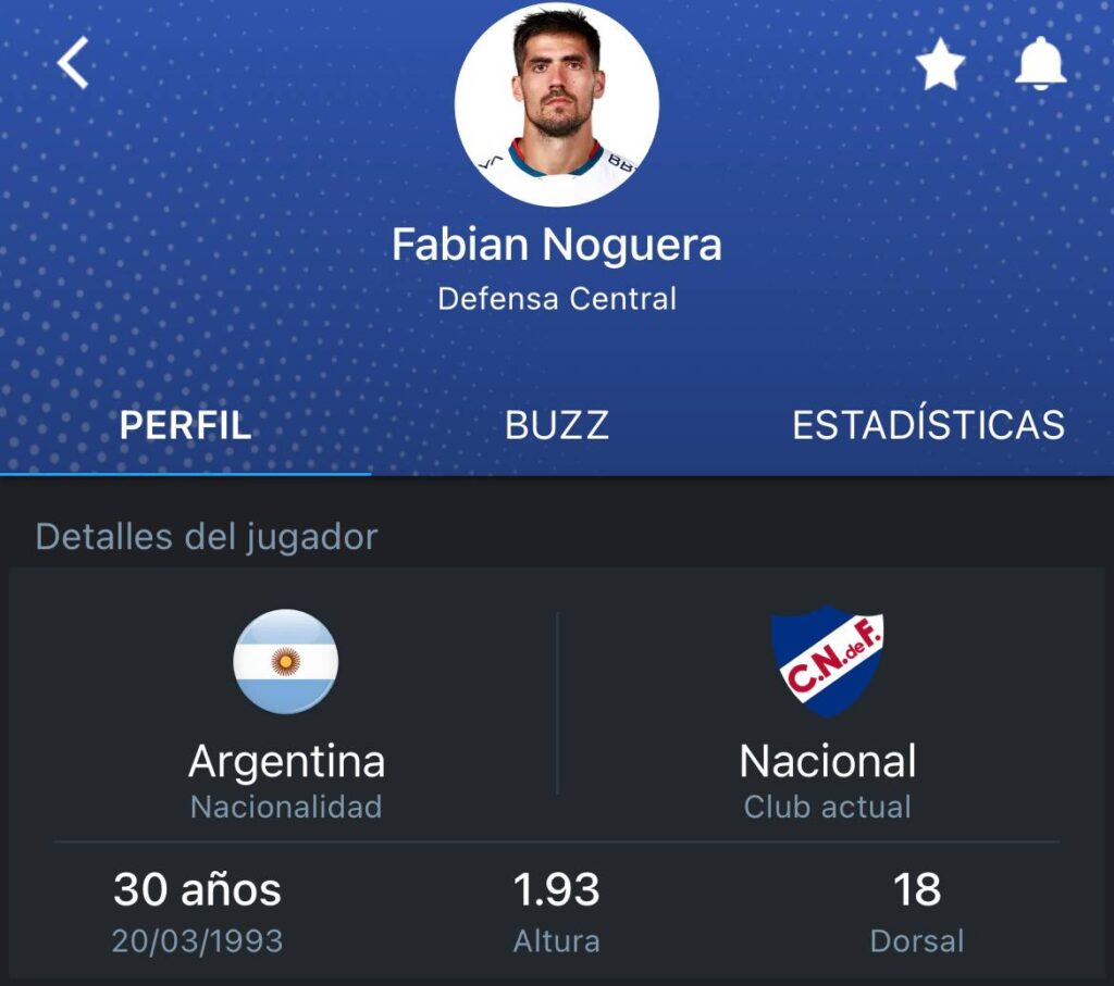 Fabián Noguera está listo para dejar Nacional y poner rumbo al fútbol de Arabia Saudita. Foto: 365Scores App.