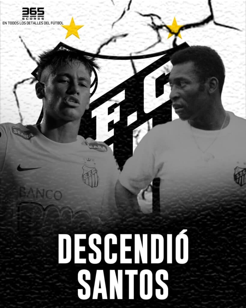 Santos de Pelé y Neymar bajó de categoría en el fútbol brasileño