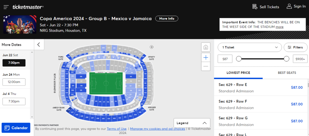 boletos Copa América México vs Jamaica ticketmaster