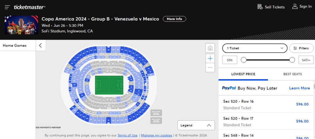 boletos Copa América México vs Venezuela ticketmaster