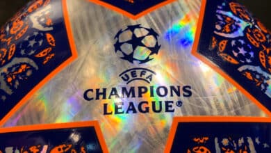 Logo de la Champions League en un balón de la campaña 2022-23.