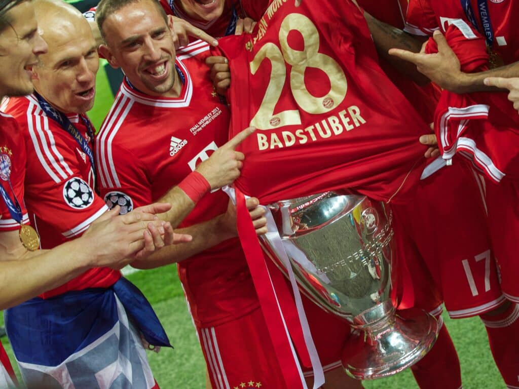 Champions League final 2013 wembley bayern munich Arjen Robben Franck Ribery  Daniel Van Buyten