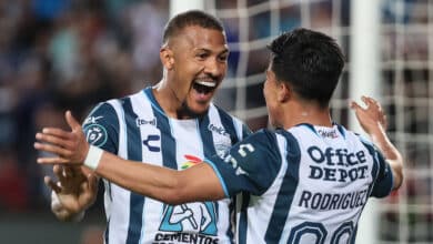 Salomón Rondón celebra un gol en partido de la Concachampions 2024. Pachuca busca ganar Pachuca vs Herediano concacaf Salomón Rondón Liga MX Chivas vs Pachuca final de la concachampions Pachuca vs Columbus Pachuca vs New York RB