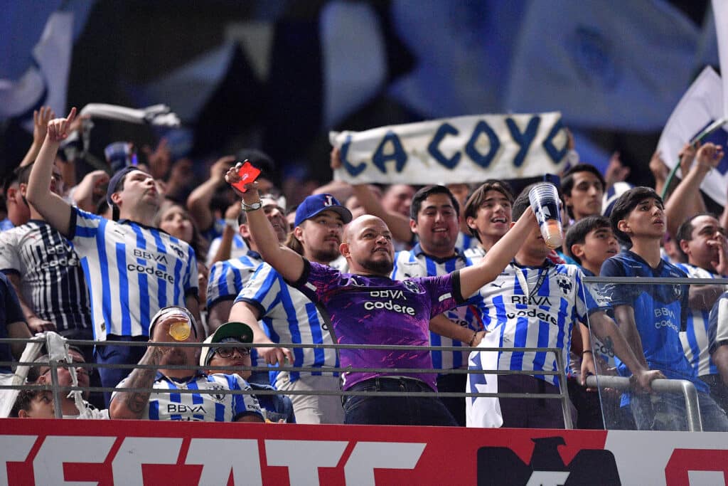 Aficionados de Rayados en el partido de Monterrey vs Inter Miami en la Concachampions 2024. Monterrey vs Toluca Lucas Ocampos