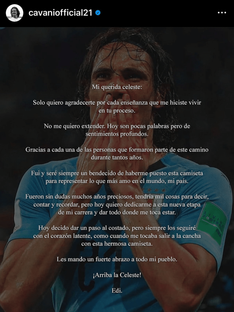 El retiro de Edinson Cavani