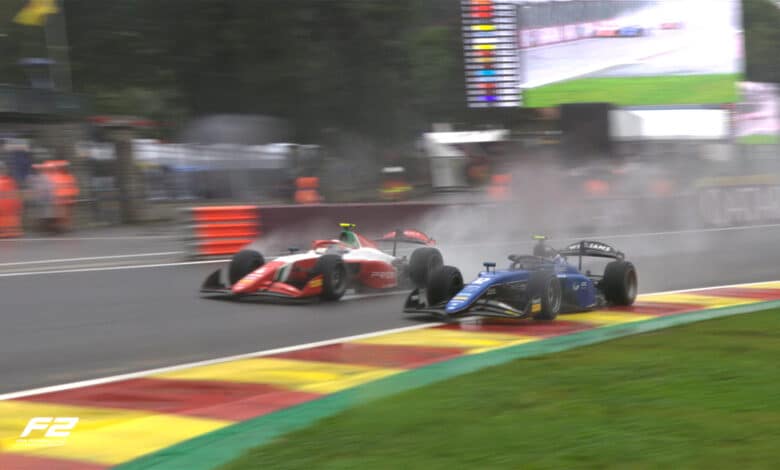 Franco Colapinto terminó octavo en el interrumpido Sprint Race de Bélgica. (@Formula2)