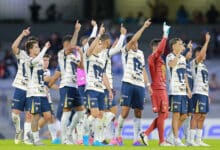 Jugadores de Pumas festejan su victoria ante Pachuca en el Apertura 2024 de a Liga MX jugado en el Estadio Olímpico Universitario Pumas vs Austin