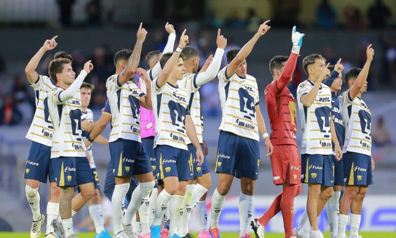 Jugadores de Pumas festejan su victoria ante Pachuca en el Apertura 2024 de a Liga MX jugado en el Estadio Olímpico Universitario Pumas vs Austin Monterrey vs Pumas Atlas vs Pumas