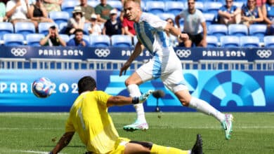 Luciano Gondou anotó el 2-1 de Argentina, el gol que desequilibró el partido.