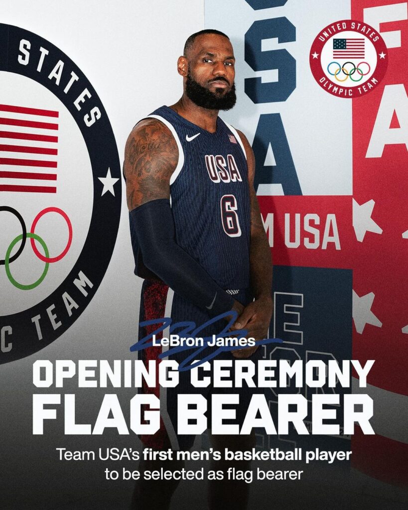 Lebrón James será el abanderado de Estados Unidos en los Juegos Olímpicos 2024. (@usabasketball)