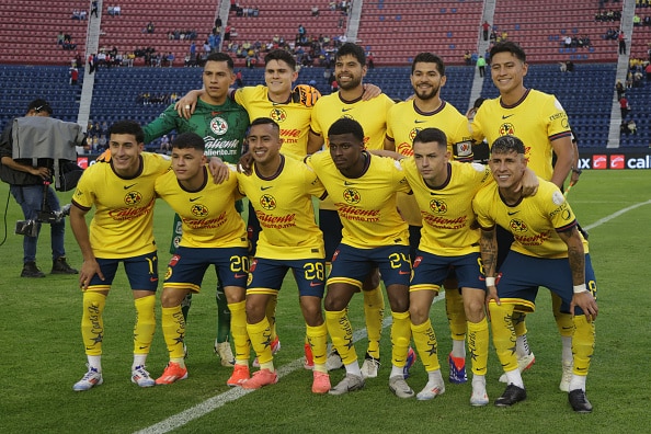 Jugadores del América en un partido celebrado en Ciudad de los Deportes en el Apertura 2024. América Apertura 2024 liga mx Chelsea vs América. Partido amistoso Club América vs. Aston Villa a jugarse en Estados Unidos