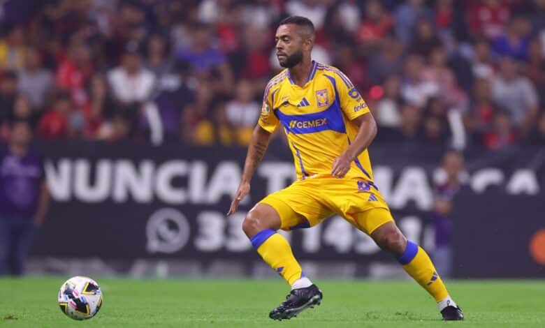 Caetano Samir, defensa de Tigres de la UANL, en un partido del Apertura 2024. Tigres vs Puebla Tigres vs Pachuca Tigres vs New York City