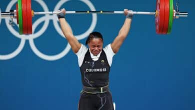 Mari Leivis Sánchez ganó la medalla de plata en Halterofilia y sumó la tercera para Colombia en estos Juegos Olímpicos 2024. (@juegosolimpicos)