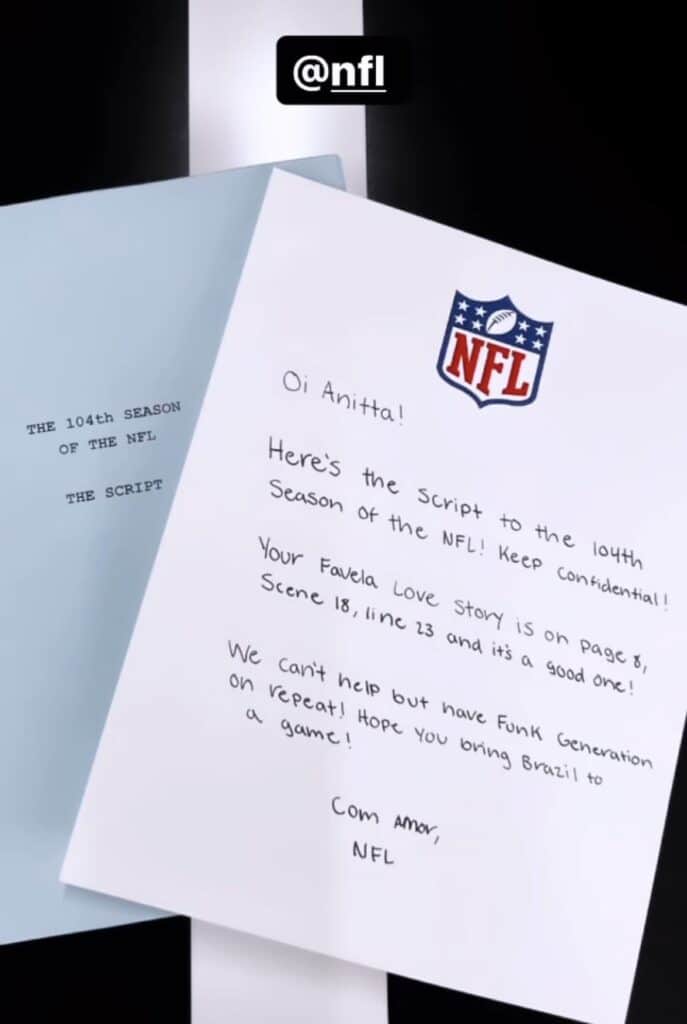 La story que subió Anitta a su cuenta de Instagram sobre el mensaje que le mando la NFL.