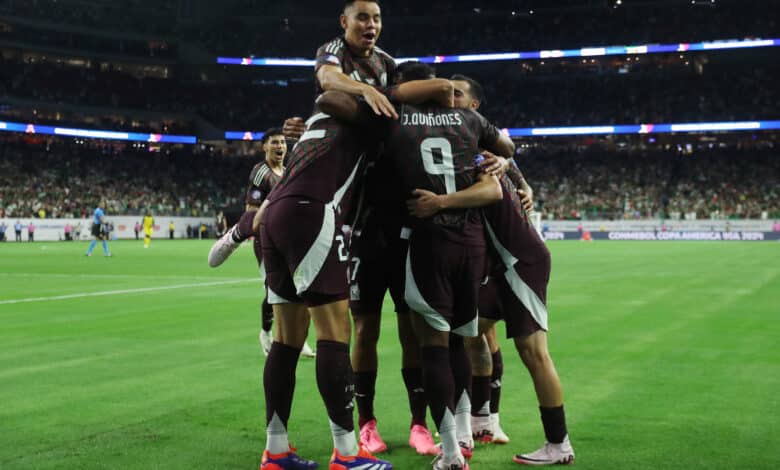 Jugadores de la Selección de México celebran un gol en la CONMEBOL Copa América 2024