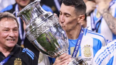 Ángel Di María festeja la Copa América en su último partido en la Selección Argentina