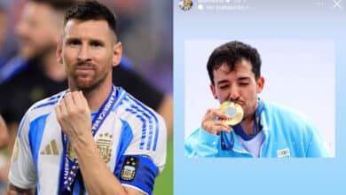 Cruce de Lionel Messi con Maligno Torres medallista oro de los de los Juegos Olímpicos de París 2024