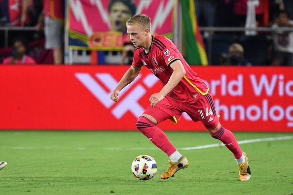 Tomas Totland del St. Louis City durante el partidos vs Colorado Rapids de la MLS 2024. St. Louis vs FC Juárez