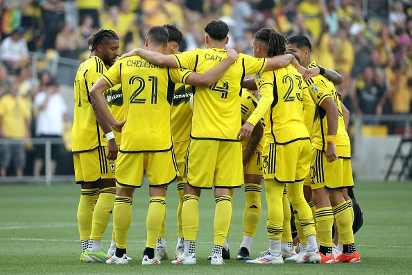 Jugadores del Columbus Crew en el partido vs Sporting Kansas City de la MLS 2024. Columbus Crew vs New York City