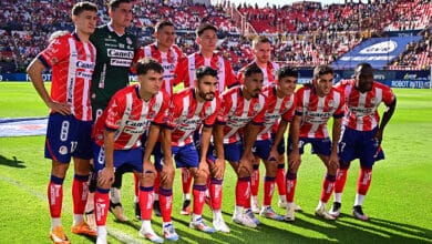 Jugadores del Atlético de San Luis posan antes del partido vs América en el Apertura 2024 de la Liga MX. Atlético de San Luis vs Querétaro