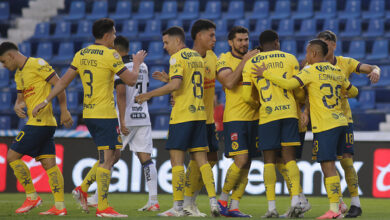 Jugadores del América celebrado un gol vs Querétaro en partido del Apertura 2024. América Apertura 2024. América vs Puebla