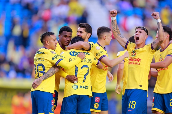 Javairo Dilrosun celebra su gol en el duelo América vs Querétaro en el Apertura 2024 de la Liga MX. América vs St. Louis City América vs Colorado Rapids