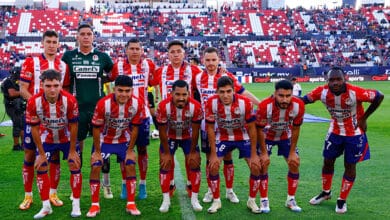 Jugadores del Atlético del Atlético de San Luis posan antes del partido vs Tijuana en el Apertura 2024 de la Liga MX. Orlando City vs San Luis Atlético de San Luis vs Atlas