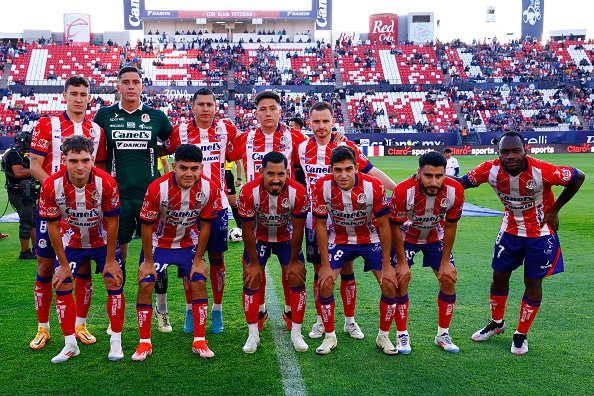 Jugadores del Atlético del Atlético de San Luis posan antes del partido vs Tijuana en el Apertura 2024 de la Liga MX. Orlando City vs San Luis Atlético de San Luis vs Atlas