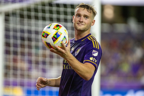 El delantero Duncan McGuire del Orlando City durante el partido vs DC United de la MLS 2024. Orlando City vs San Luis