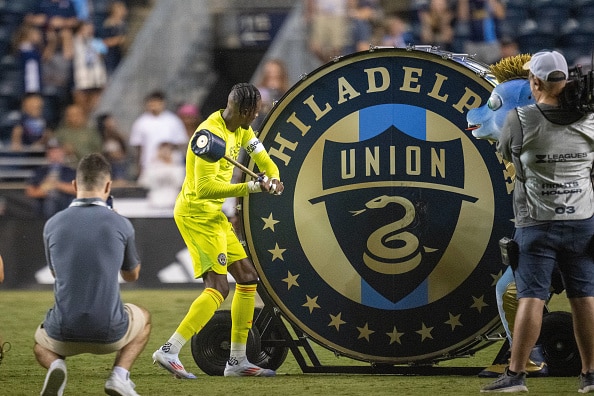 Andre Blake, portero del Philadelphia Union, en el duelo vs Charlotte de la Leagues Cup 2024. Philadelphia vs Cruz Azul Philadelphia vs Mazatlán Columbus Crew vs Philadelphia