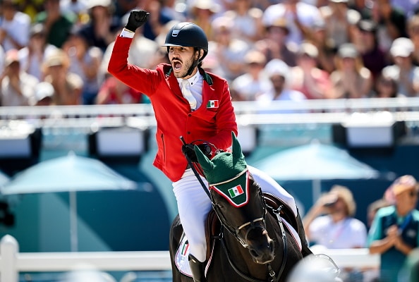 Andrés Azcárraga de México, en la clasificación a la final de la prueba de Salto Individual en los Juegos Olímpicos París 2024.