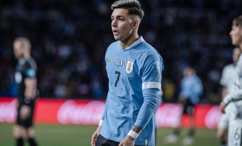 Anderson Duarte jugando con la Selección Sub 23 de Uruguay, próximo refuerzo del Toluca.