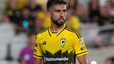 Diego Rossi con Columbus Crew de la MLS disputando un partido de Leagues Cup, rumor para pase a Deportivo Toluca.