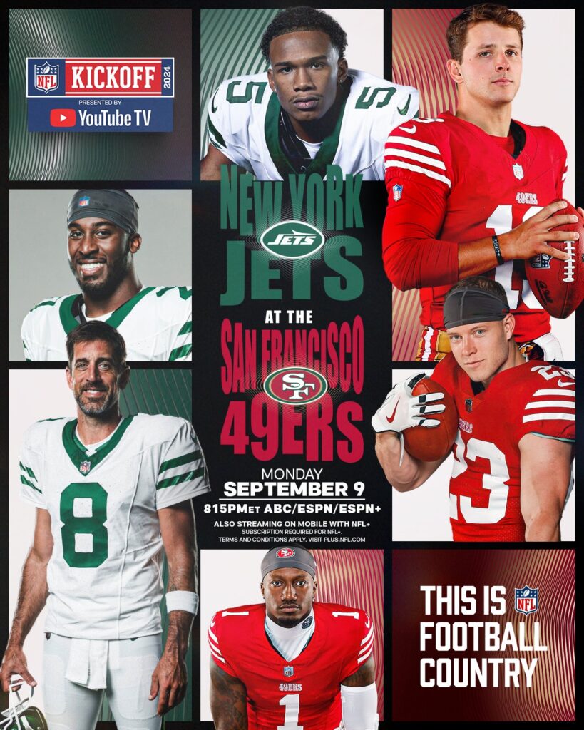 La Semana 1 de la NFL tendrá un partido especial: San Francisco 49ers vs New York Jets. (@NFL)