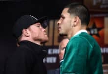 Canelo Álvarez vs Edgar Berlanga, una de las peleas del año este sábado en las Vegas. (@MGMGrand)