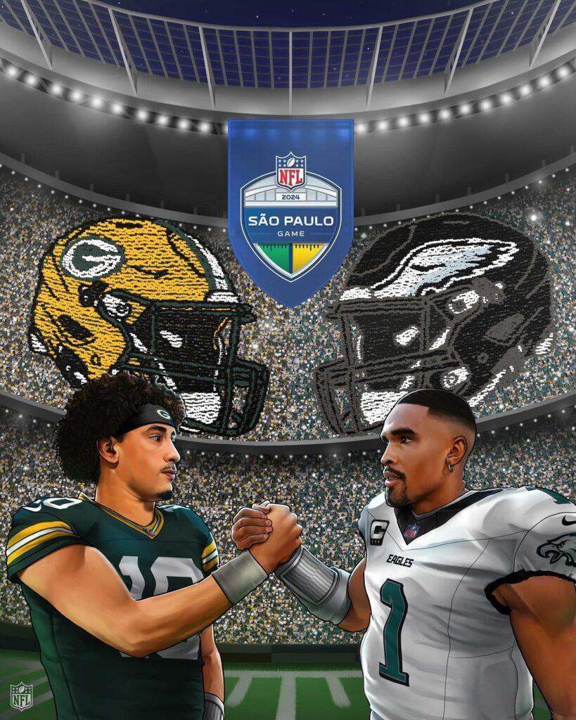 Packers vs Eagles, protagonistas del histórico partido de la NFL en Brasil.