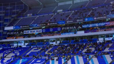 Estadio Cuauhtémoc, en Puebla, México. Semi vació en el partido entre el equipo local, Puebla, ante FC Juárez por Liga MX Apertura 2024