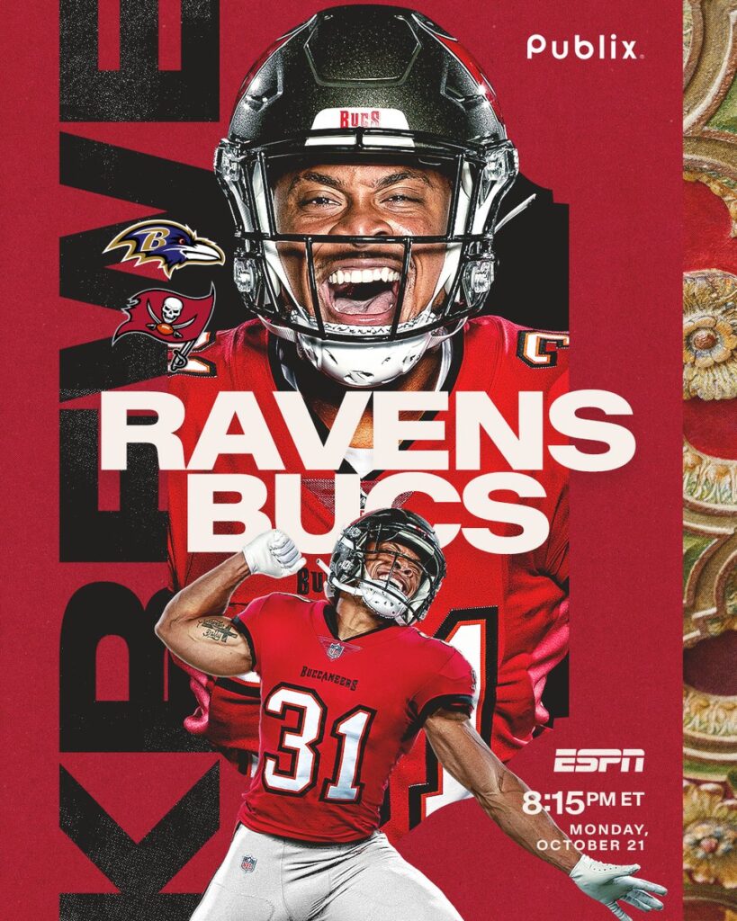 Tampa Bay Buccaneers vs Baltimore Ravens será uno de los partidos cierre de la Semana 7 de la NFL.