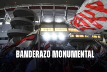 Banderazo de los hinchas de River en la previa del partido vs. Atlético Mineiro