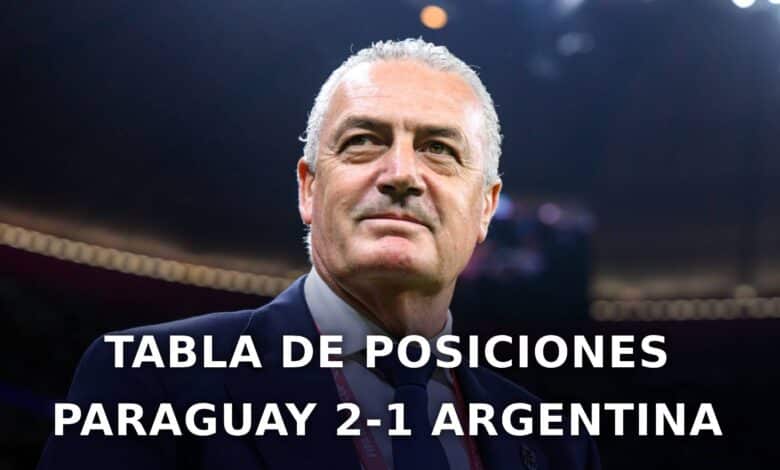 TABLA DE POSICIONES TRAS PARAGUAY VS ARGENTINA