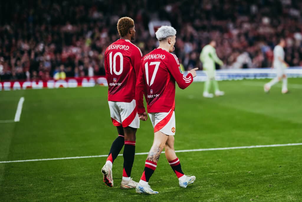 Arsenal vs Manchester United: Los dirigidos por Rubén Amorim suman problemas dentro y fuera de las canchas. Jugadores como Garnacho y Rashford apenas son considerados. (Photo by Ash Donelon/Manchester United via Getty Images)