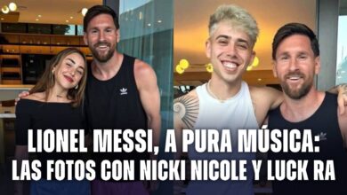 Nicki Nicole y Luck Ra junto a Lionel Messi