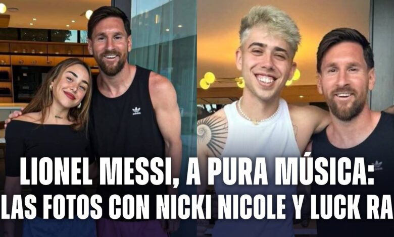 Nicki Nicole y Luck Ra junto a Lionel Messi