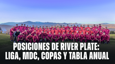 Las posiciones de River en la liga, Copas, MDC y Tabla anual.