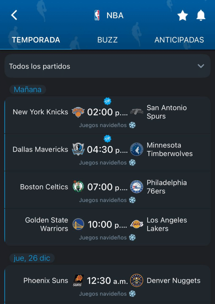 Los partidos de navidad en la NBA.